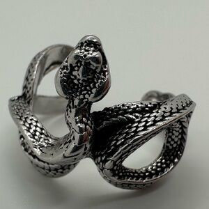 Silver plated adjustable snake ring